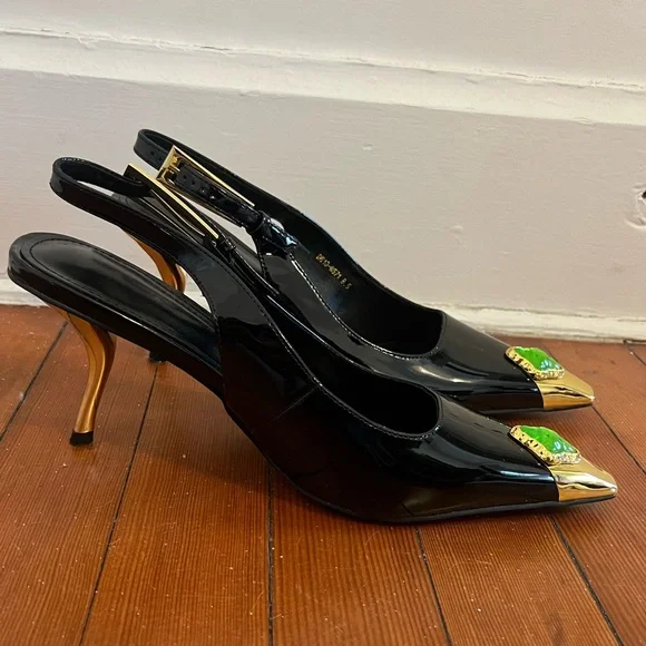 Saint Laurent Dupes - Jewel Patent Leather Kitten Heels - Picture 3 of 4